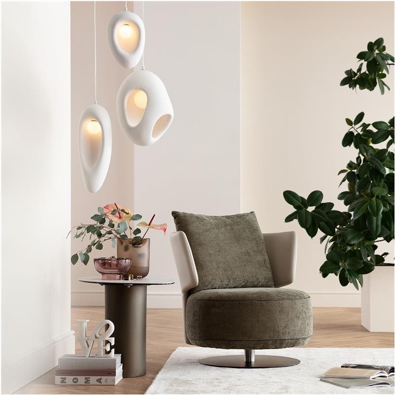 Bijzettafel in wit steengoed en zwart staal - Paso - Kare Design