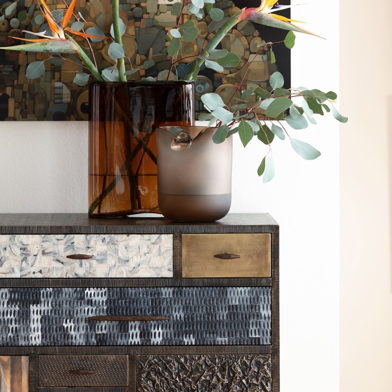 Bruin glazen vaas - Grazioso - Kare Design