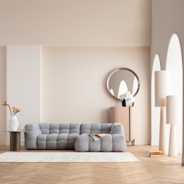 Lampadaire en lin beige bouclé - Marleen - Kare Design