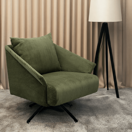 Draaifauteuil Milo fluweel groen Kare Design