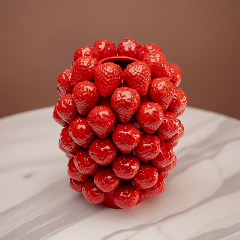 Vase fraises rouges en porcelaine - Kare Design