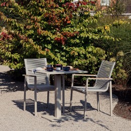 Outdoor chair with armrests Aruba grey and teak Gescova