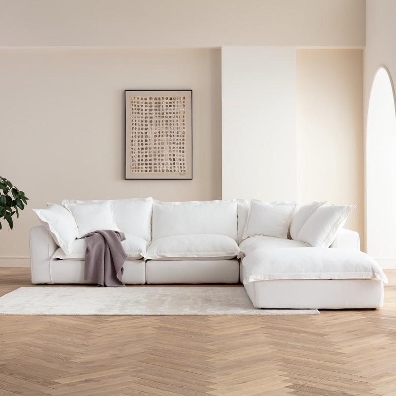 Beige stoffen vloerkleed - Silja - Kare Design