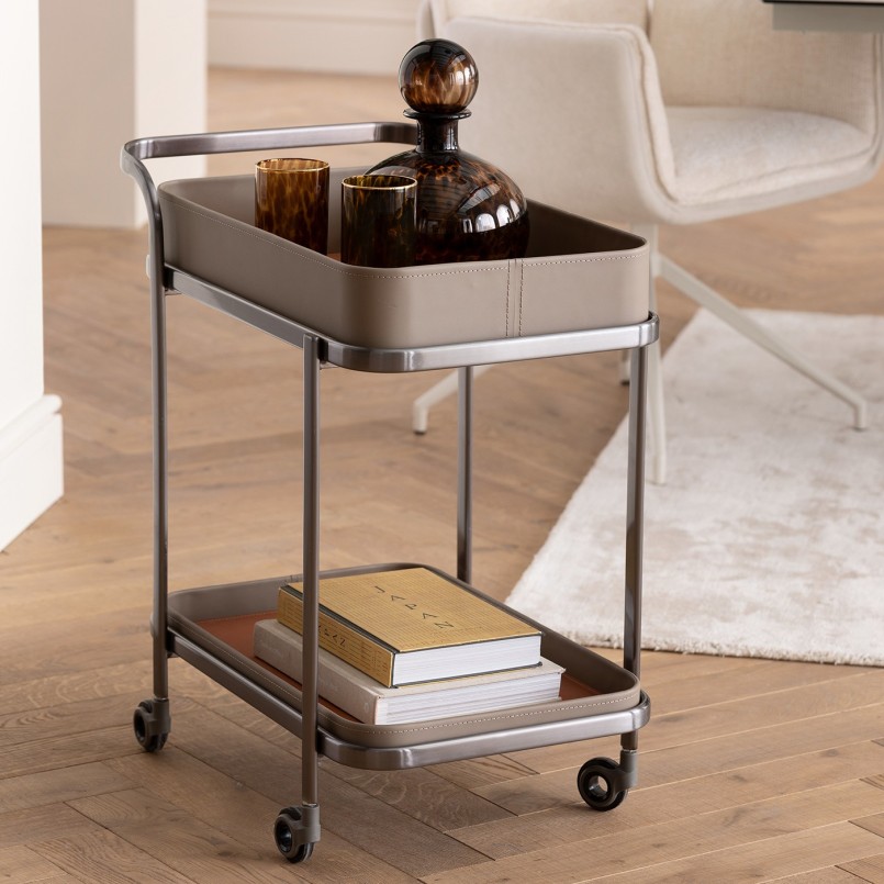 Desserte en acier et simili cuir - Tango - Kare Design