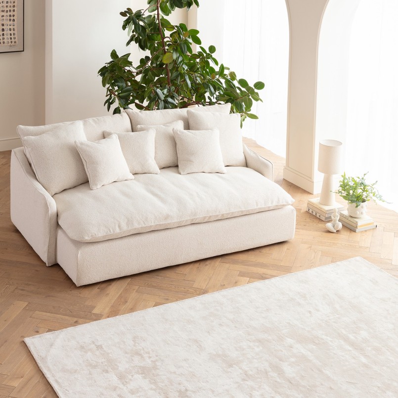 Lamp in krullend beige linnen en staal - Marleen - Kare Design