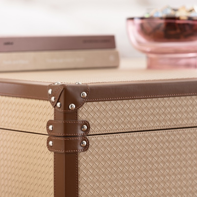 Salontafel met beige geweven imitatiestaaf - Venezia - Kare Design