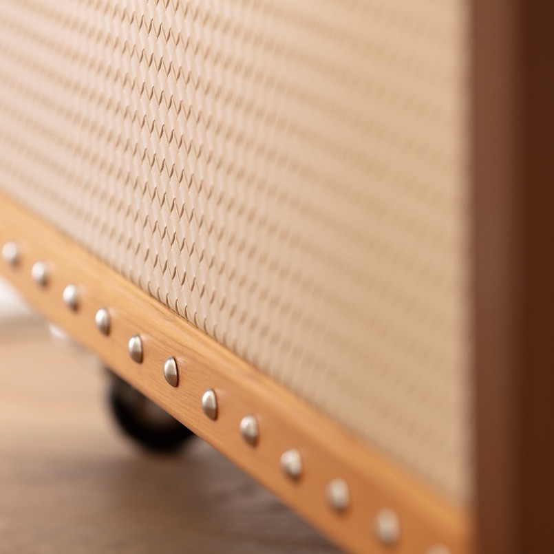 Salontafel met beige geweven imitatiestaaf - Venezia - Kare Design