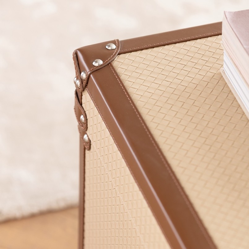Salontafel met beige geweven imitatiestaaf - Venezia - Kare Design