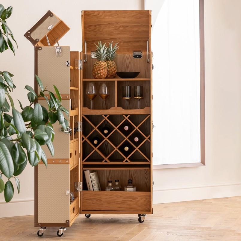 Bar-coffre en simili tressé beige - Venezia - Kare Design
