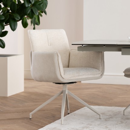 Draaistoel met armleuningen Hilla creme Kare Design