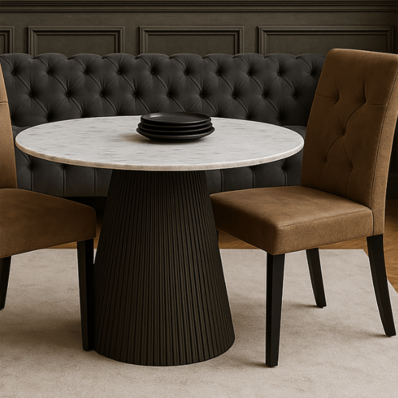 Table en marbre blanc et manguier - Glenn - Kare Design