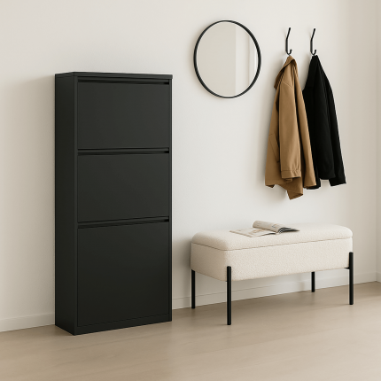 Schoenenkast Caruso 3 laden zwart Kare Design