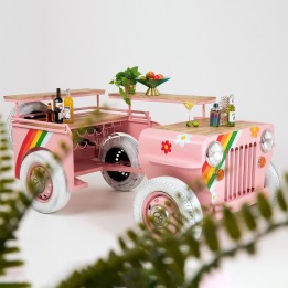 Roze autobalk met bloemen en regenboog - Flower Power - Kare Design