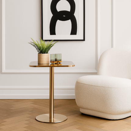 Eettafel Julie 60x60cm goud Kare Design