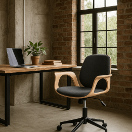 Black and poplar swivel desk chair - Pattern - Kare Design