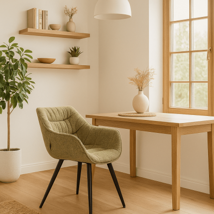 Stoel met armleuningen Thelma Melange groen Kare Design