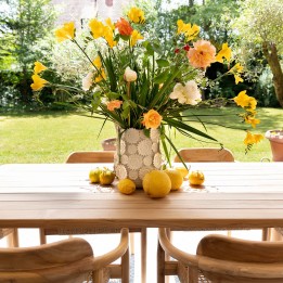 Witte porseleinen zonnebloemvaas - Kare Design