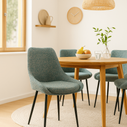 Grey, blue and beige woven chair - East Side Melange - Kare Design