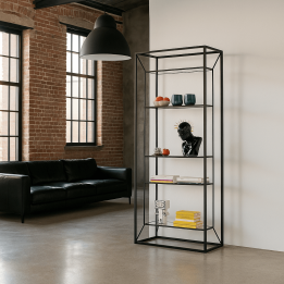 Etagère noire en acier et verre - Corinne - Kare Design
