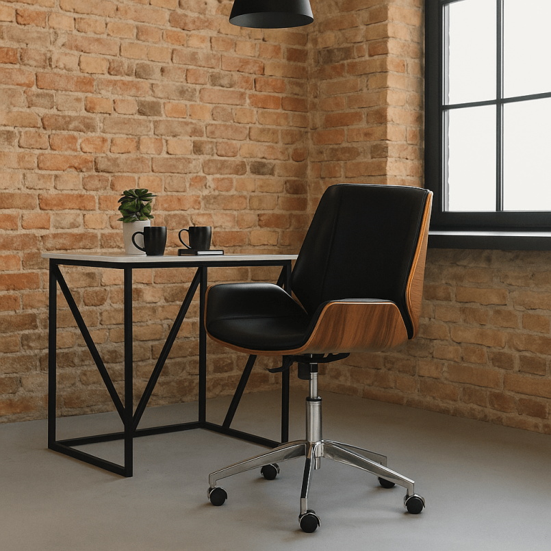 Black swivel office chair with wheels - Rouven - Kare Design