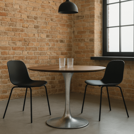 Eettafel Invitation Ø120cm walnoot en zink Kare Design