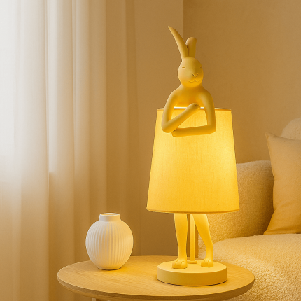 Lampe Animal lapin 50cm beige et pêche Kare Design