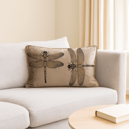 Cushion dragonfly brown 50x30cm Kare Design