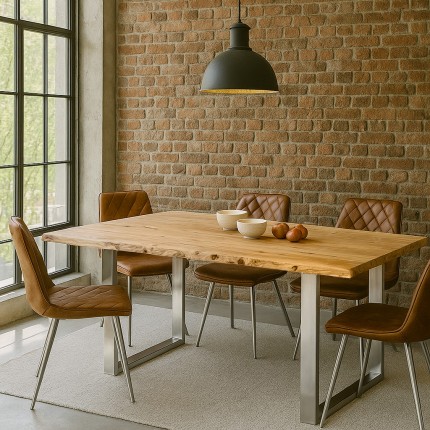 Eettafel Harmony 180x90cm acacia chroom Kare Design