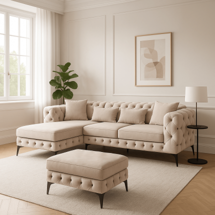 Kruk Bellissima fluweel beige Kare Design