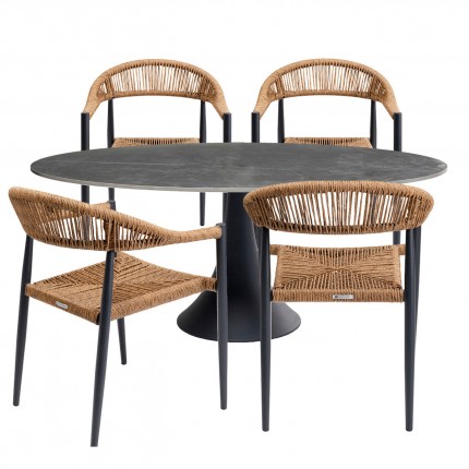 Ensemble de jardin Grande Possibilita table 180cm et 4 chaises nature Kare Design