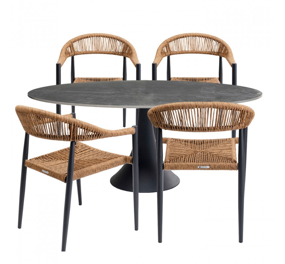 Ensemble de jardin Grande Possibilita table 180cm et 4 chaises nature Kare Design
