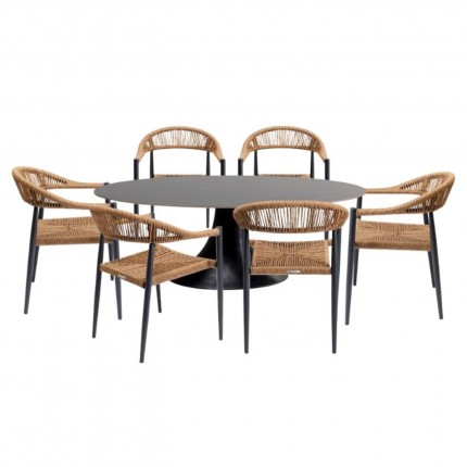 Tuinmeubilair Grande Possibilita tafel 220cm en 6 stoelen nature Kare Design
