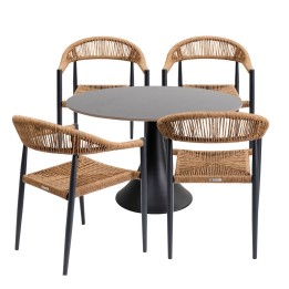 Tuinmeubilair Grande Possibilita tafel 120cm en 4 stoelen nature Kare Design