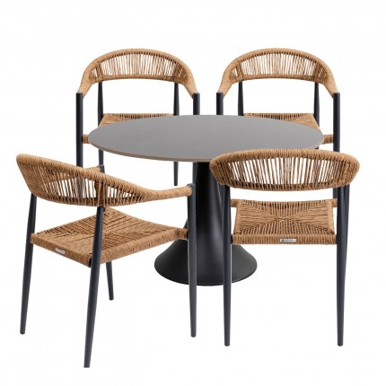 Ensemble de jardin Grande Possibilita table 120cm et 4 chaises nature Kare Design
