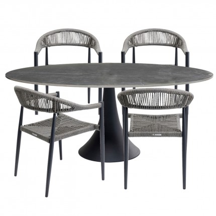 Outdoor set Grande Possibilita table 180cm and 4 chairs grey Kare Design