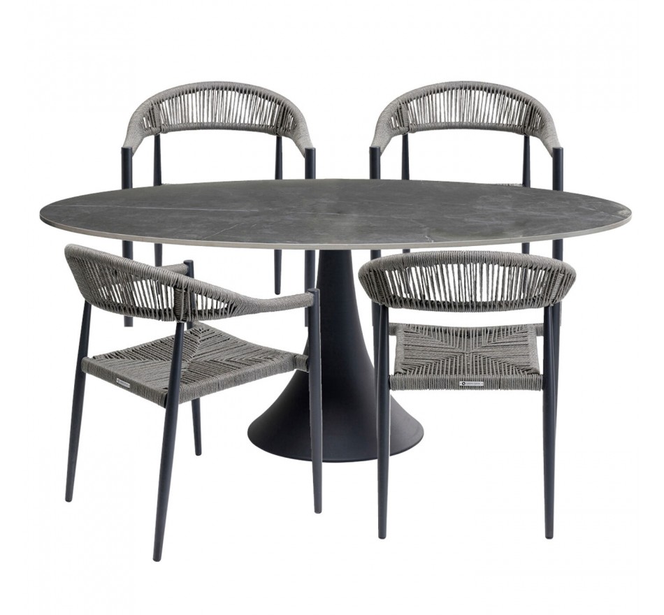 Outdoor set Grande Possibilita table 180cm and 4 chairs grey Kare Design