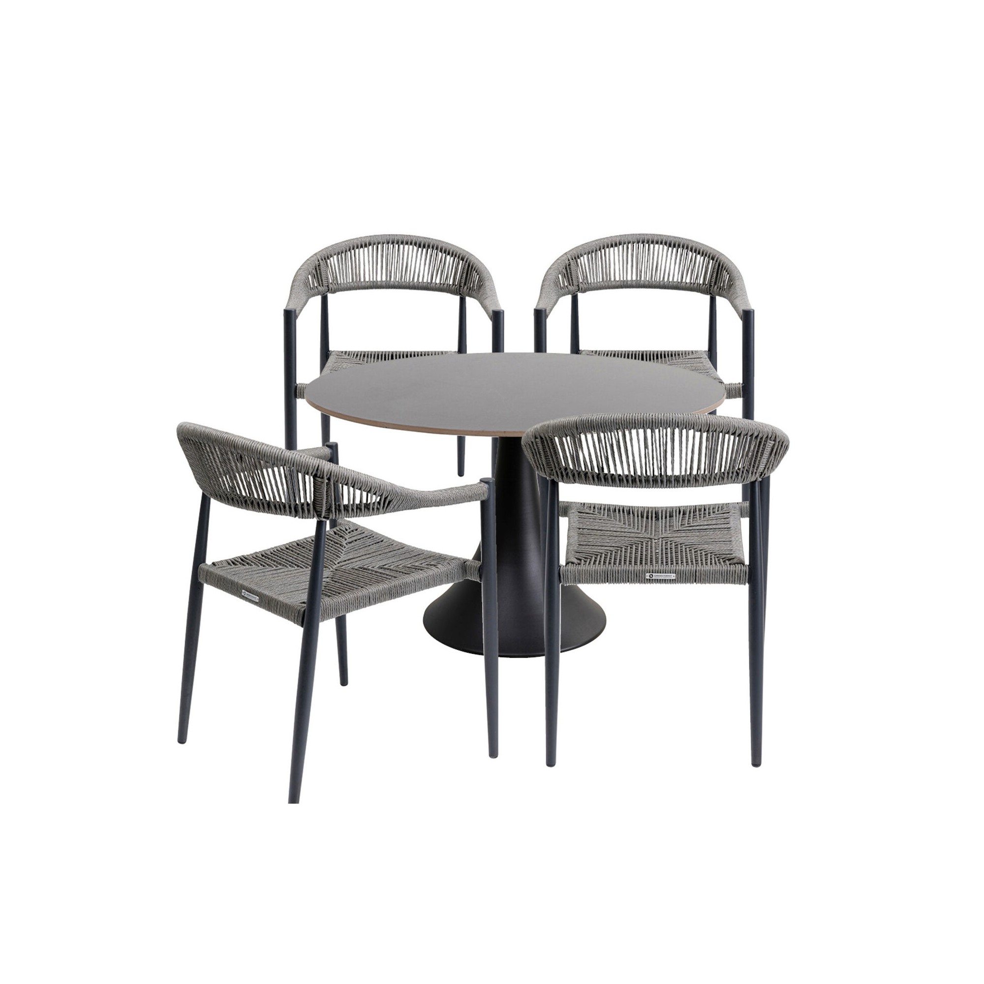 Ensemble de jardin Grande Possibilita table 120cm et 4 chaises grises Kare Design