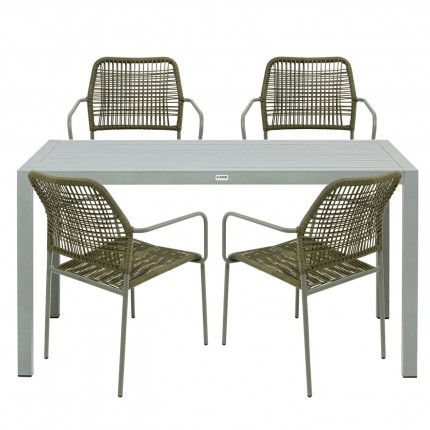 Ensemble de jardin Madagascar table et 4 chaises vertes Kare Design