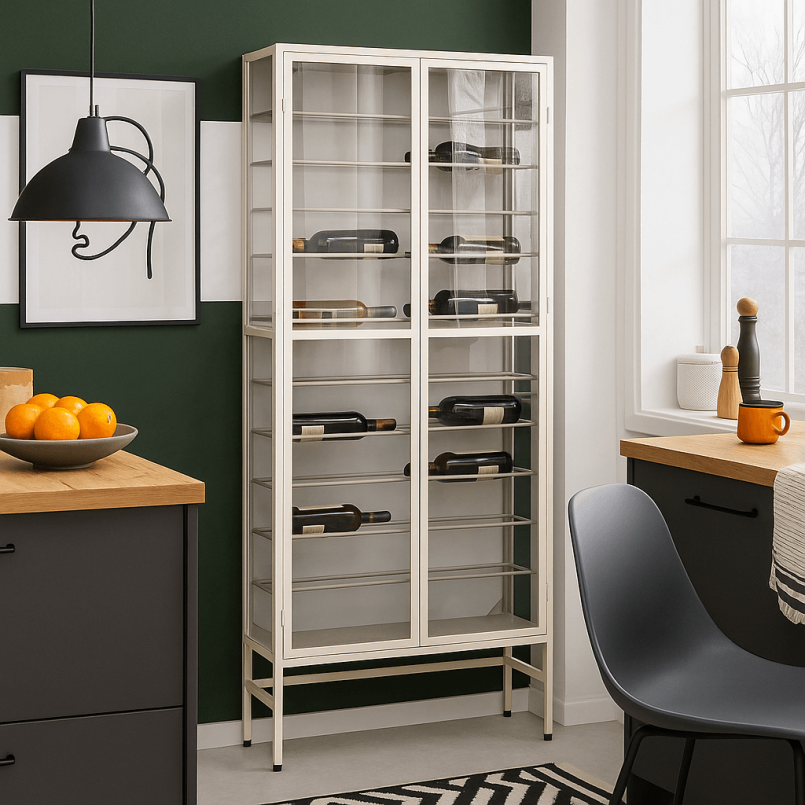 Porte-bouteilles beige en verre et acier - Porto - Kare Design
