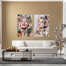 Wandfoto artistieke vrouw tegenover 80x120cm Kare Design