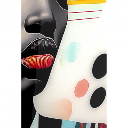 Tableau en verre femme rétro jaune 80x120cm Kare Design