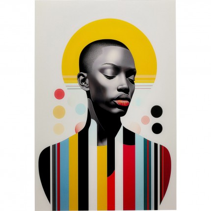 Tableau en verre femme rétro jaune 80x120cm Kare Design