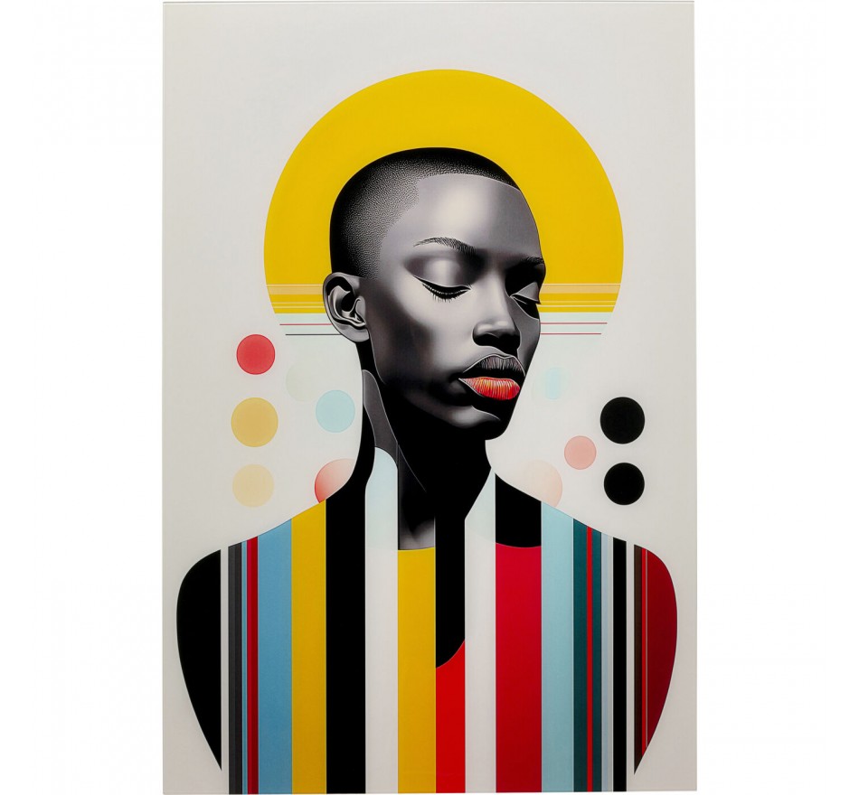 Glass Picture retro woman yellow 80x120cm Kare Design