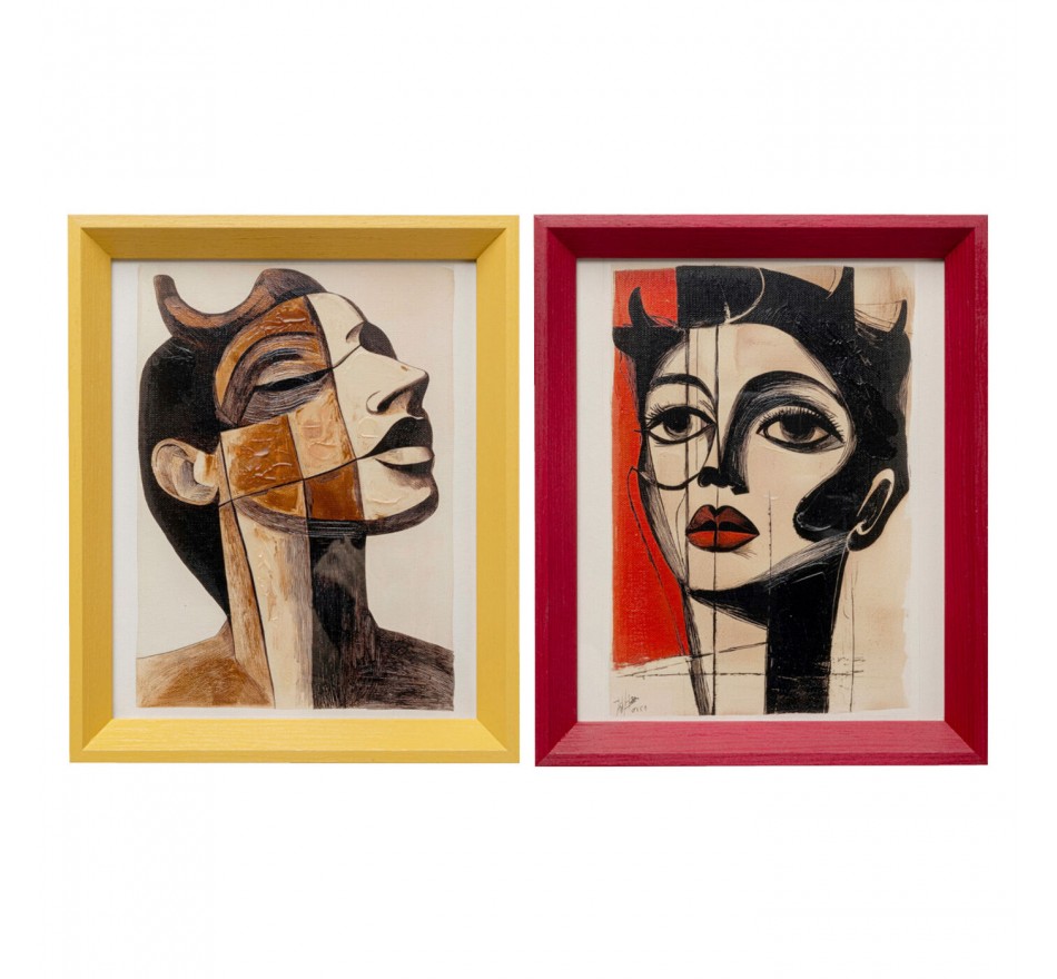 Schilderij  gemoderniseerde portretten (2/Set) Kare Design