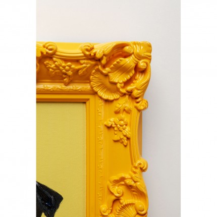 Tableau Frame jaune chien noir 30x35cm Kare Design