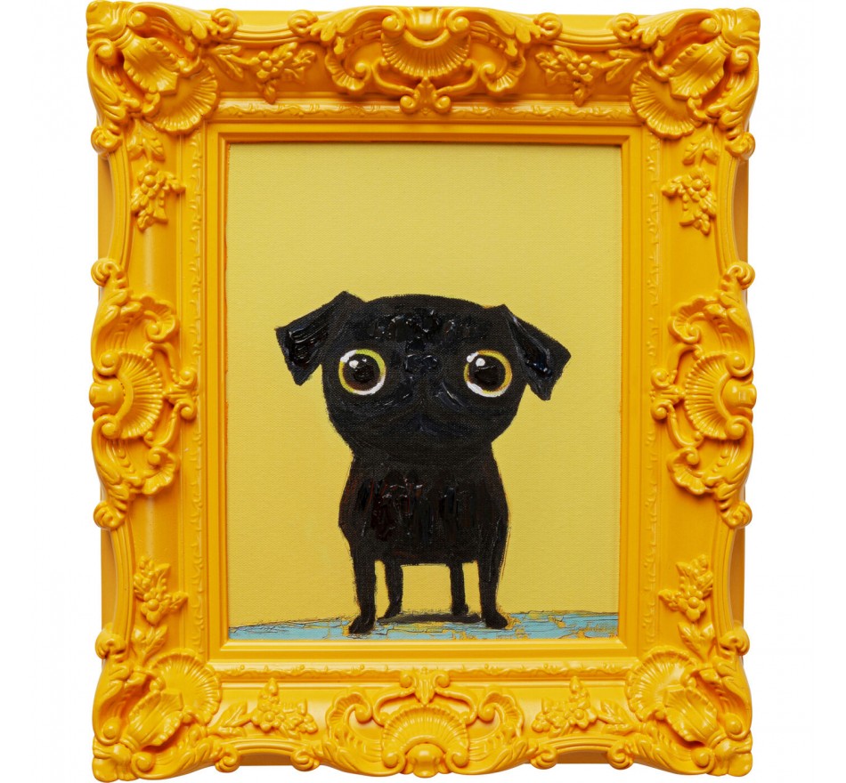Framed Picture yellow black dog 30x35cm Kare Design