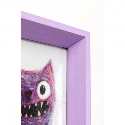 Schilderij paars monster kat 13x18cm Kare Design
