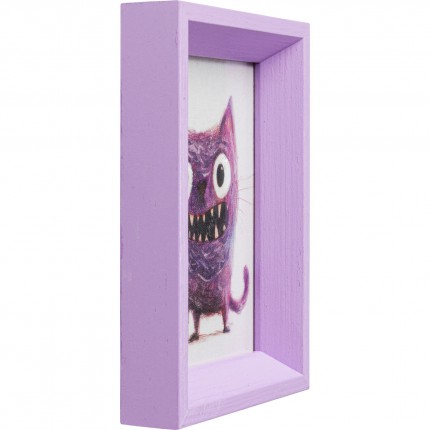 Framed Picture purple monster cat 13x18cm Kare Design