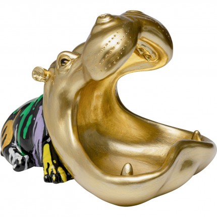 Coupe hippopotame doré coulées de peinture Kare Design