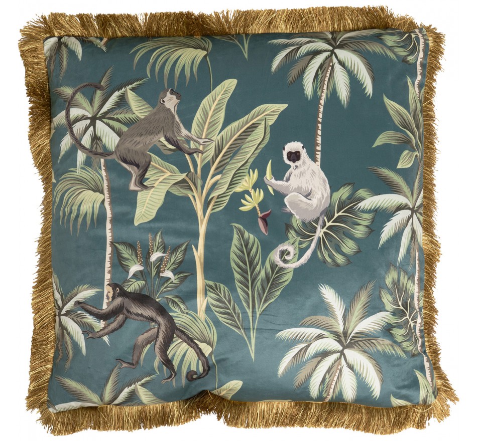 Coussin à franges Jungle singes 55x55cm Kare Design